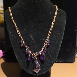 1928 Gold-Tone Necklace with Amethyst Purple Drops